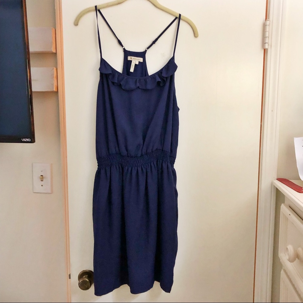 BCBGMaxAzria Navy Racerback Bodycon Dress Sleeveless Mini Cocktail